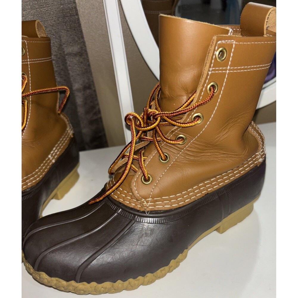 L.L. Bean Boots 8" Duck Boots Women’s Size 6 W Brown Tan Made in Maine USA $180